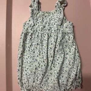 Carter's Floral Print One-Piece Bodysuit in White and Sage Green